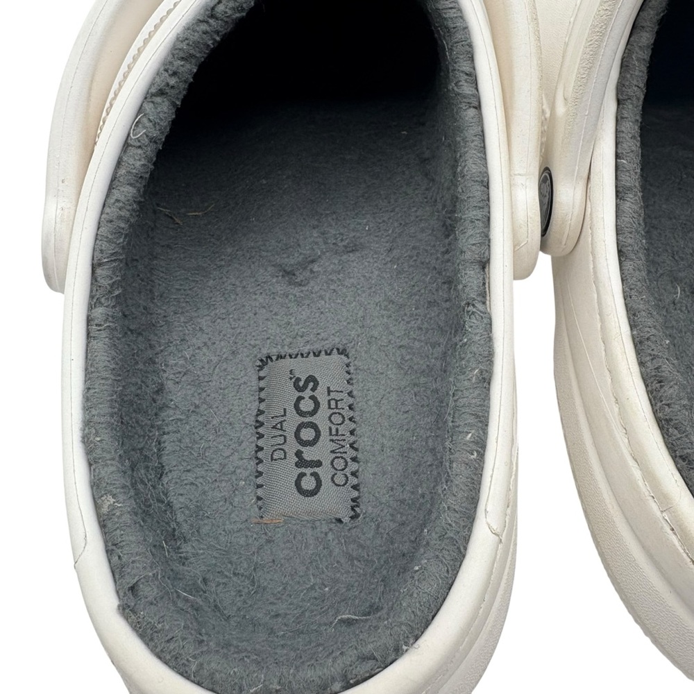 Crocs Classic Lined Clogs White Size M9 W11 Fuzzy Fleece Lined Slip On Shoes - Picture 7 of 11